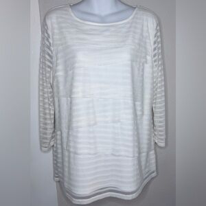 Dana Buchman white layered mesh 3/4 sleeve blouse women XL